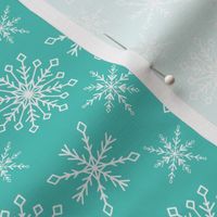 snowfall mint green small || winter snow  teal holiday snowflakes