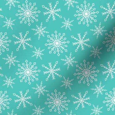 snowfall mint green small || winter snow  teal holiday snowflakes