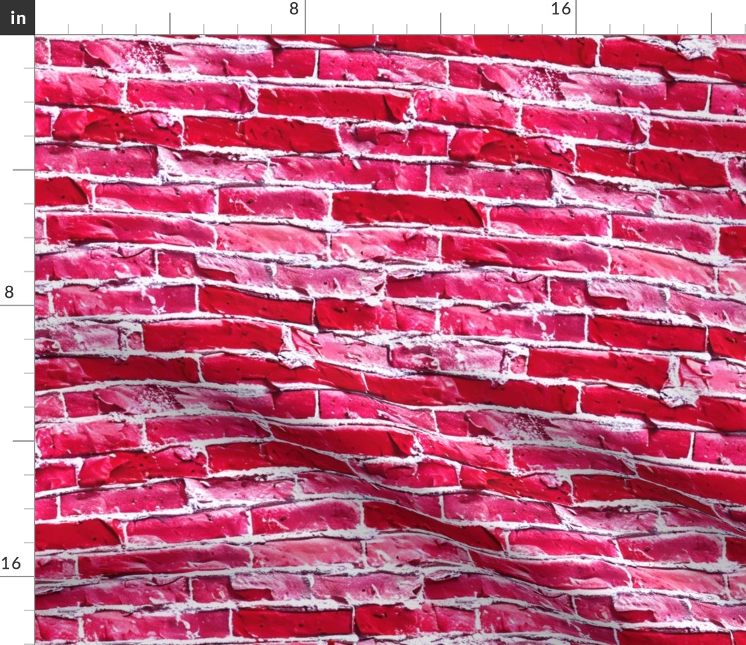 red and pink brick wall