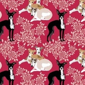 Viva Magenta Greyhound Dogs Italian Greyhound Rescue Dog floral foliage dog fabric