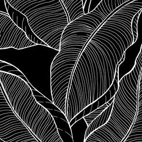 Lost in the Jungle Leaves- white on black