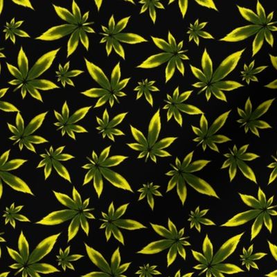 Ganja Cannabis Leaf Design Black Jamaica Black Gold Green
