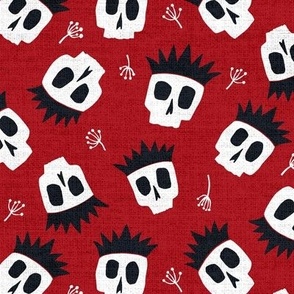 Large, Crowned Skulls - Prince of Poison on Red Background
