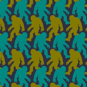 Bigfoot Silhouettes in Green and Blue Large