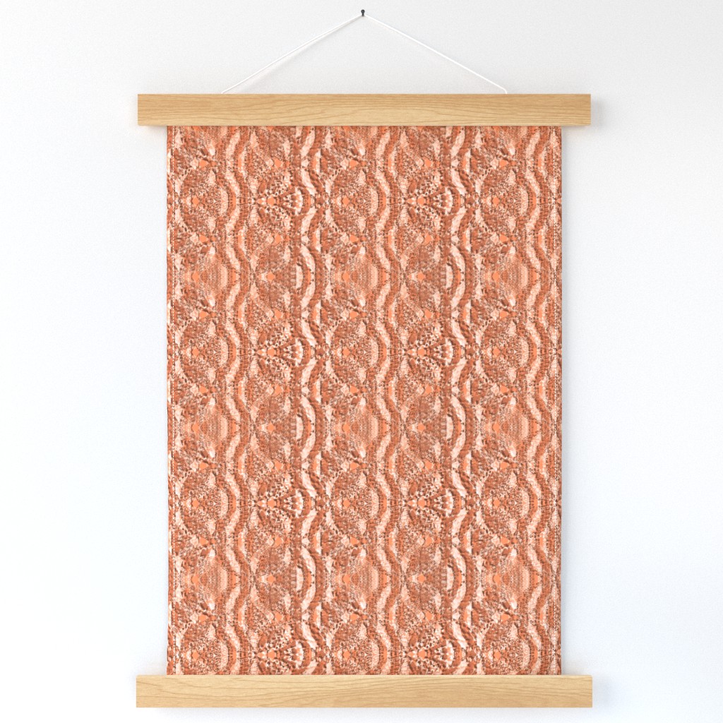 Flowing Textured Leaves and Circles Dramatic Elegant Classy Large Neutral Interior Monochromatic Orange Blender Pastel Colors Baby Peach Orange EC8F62 Fresh Modern Abstract Geometric