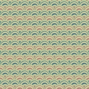 Abstract Waves - Fish Scale- Blue, Pink and Green