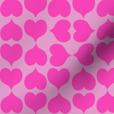 Curvy Hearts Up and Down Hot Pink on Light Pink