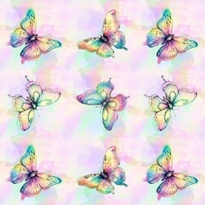 Pastel Rainbow Watercolor Butterflies 1