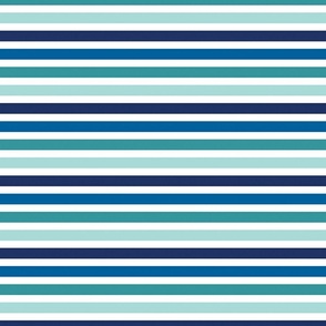 Blue and Teal Green Stripes - Avaleigh Bright 12 inch