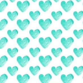 Watercolor Hearts in  Seafoam Green,  65