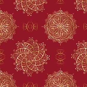 Red and Gold Mandala Pattern