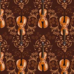 Violin Damask Dark Oak Brown