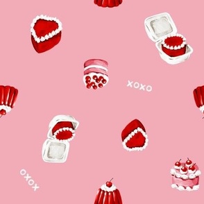 Red cakes print pink