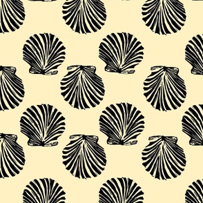 Scallop Shells in Black and Creamy Yellow