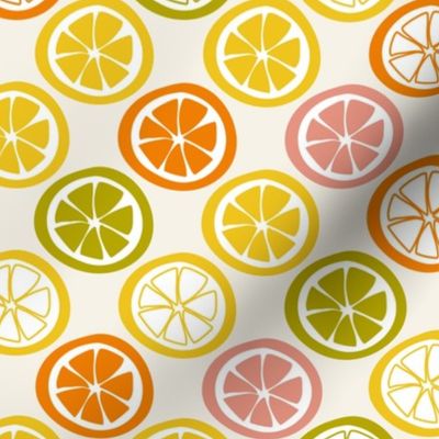 Large // Zesty Citrus Delight: Summer Citrus Fruit Slices - Light Cream