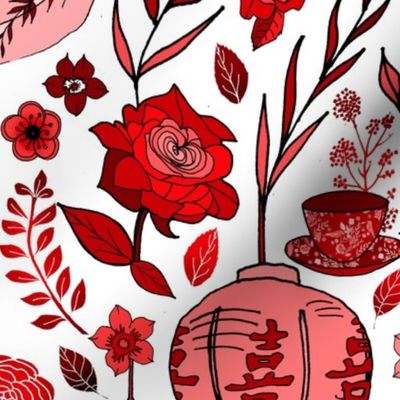 Chinoiserie Garden in Red 