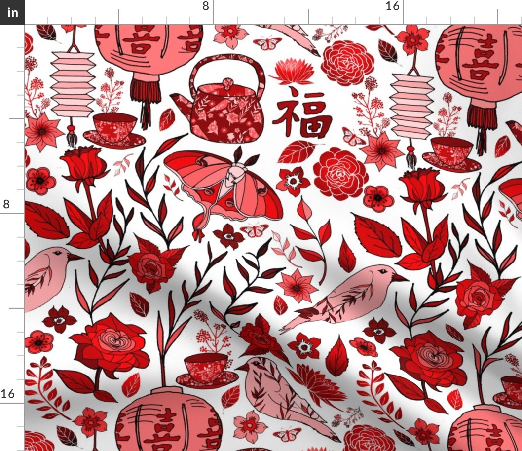 Chinoiserie Garden in Red 