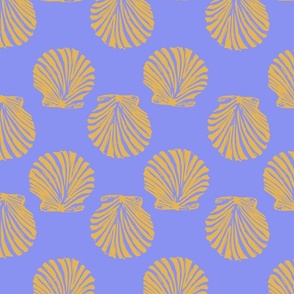 Scallop Shells in Blue and Gold
