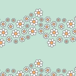 (M Scale) Retro Groovy Wavy Daisies with Outline