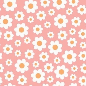 (S Scale) Groovy Retro Daisies without Outlines on Pink