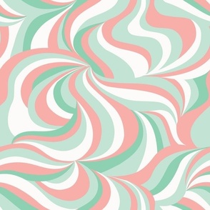 (M Scale) Groovy Retro Mint and Pink Ice Cream Swirls