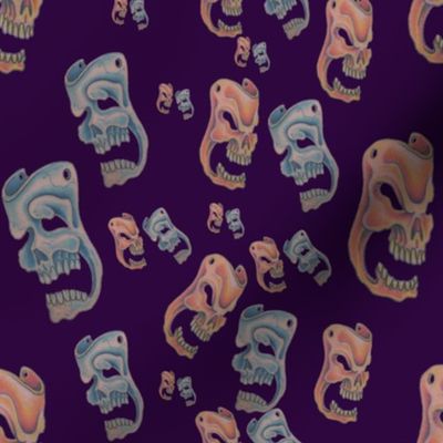 Skulls Comedy & Tragedy on Solid Purple