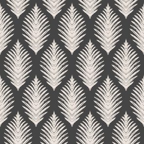 stag leaves ikat,  charcoal gray and ivory