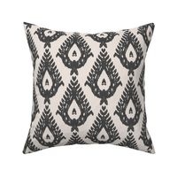 classic teardrop ikat in charcoal gray and ivory