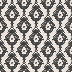 classic teardrop ikat in charcoal gray and ivory