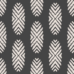 tribal ikat medallions - charcoal gray and ivory