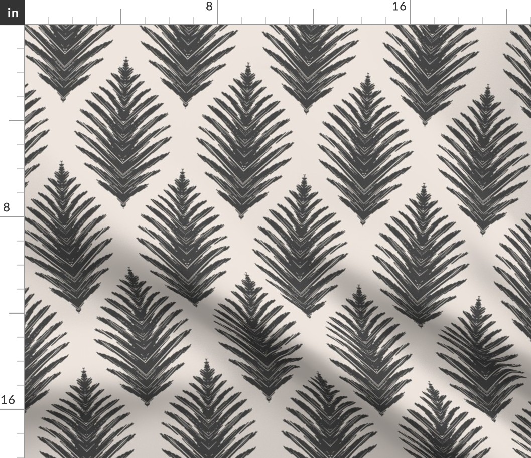 stag leaves ikat in charcoal gray and ivory 