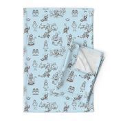 alice in wonderland toile blue