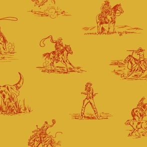 Stick Em' Up - Supra- Cowgirl Toile, Western Toile, Cowboy Toile, Vintage Toile