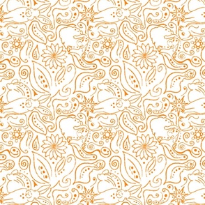 Orange Floral Fabric, Wallpaper and Home Decor | Spoonflower
