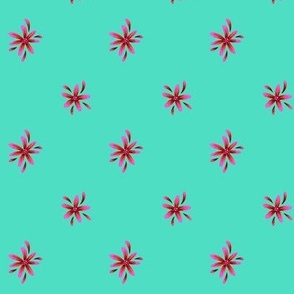 Small Daisies - Mint / Red - SMALL