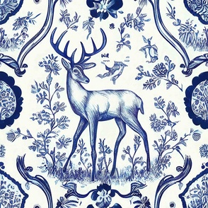 Stag in navy on white  by kedoki