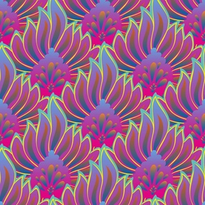 Ultra Maximalist Pigmented Blooms Psychedelic Lotus Technicolor Floral
