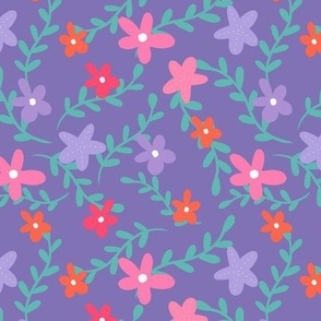 ocean floral on purple  _ medium