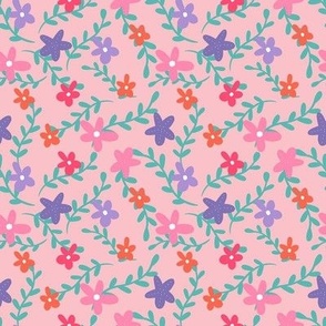 ocean floral on pink _ small