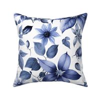 Clematis Flower Cottagecore Summer Pattern Blue