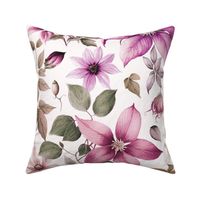 Clematis Flower Cottagecore Summer Pattern Soft Pastel