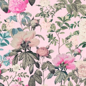 Nostalgic Flower Garden Floral Romance Pattern Pink