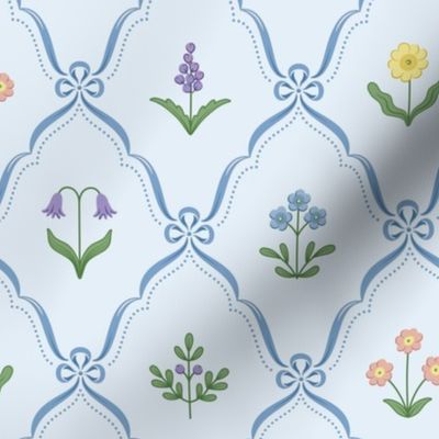 Cute botanical collection: Dollhouse wallpaper light blue 