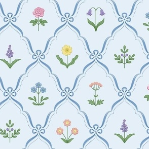 Cute botanical collection: Dollhouse wallpaper light blue 