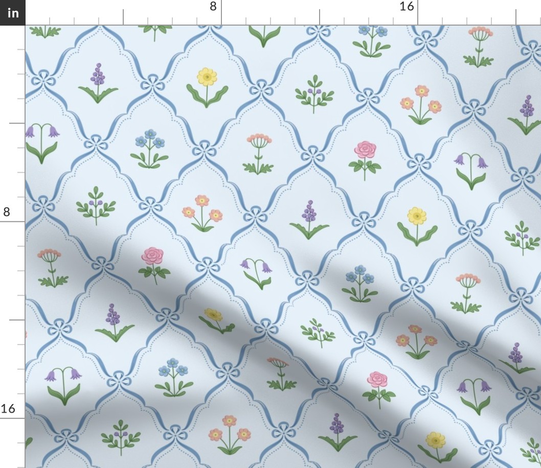 Cute botanical collection: Dollhouse wallpaper light blue 