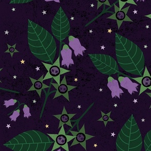 Belladonna Deadly Nightshade Scattered on Purple - XL