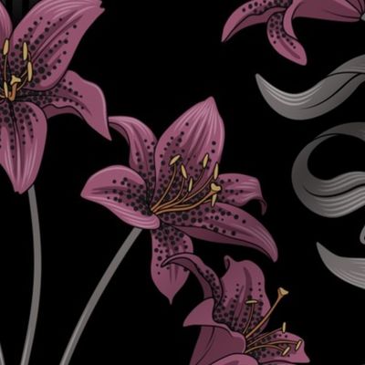 art-nouveau lily Black gothic 60х40