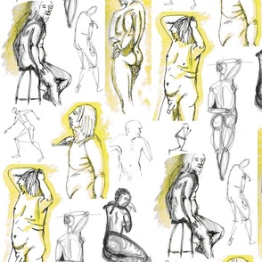 Life drawing hot mustard/ bright yellow by Su_G_©SuSchaefer