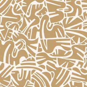 Mid Century Papercut Shapes in Golden Beige / Large