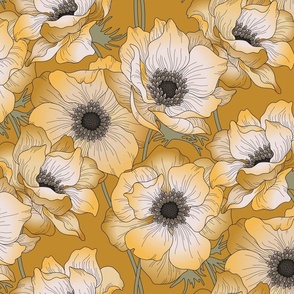 Anemones moody yellow